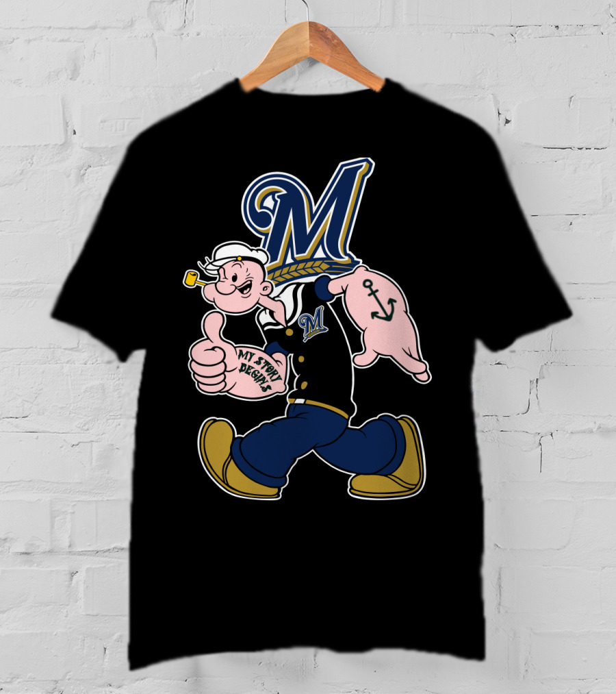Milwaukee Brewers Popeye Anchor Baseball T-Shirt