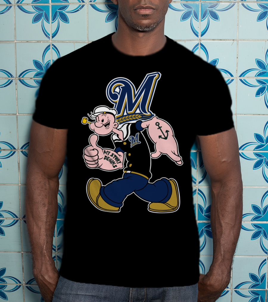 Milwaukee Brewers Popeye Anchor Baseball T-Shirt