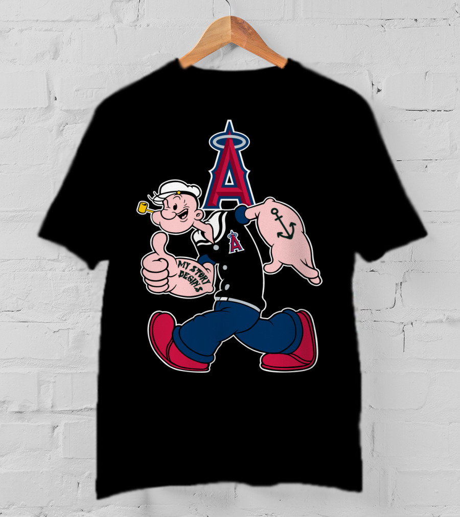 Popeye Los Angeles Angels Mlb Anchor My Story Begins T-Shirt