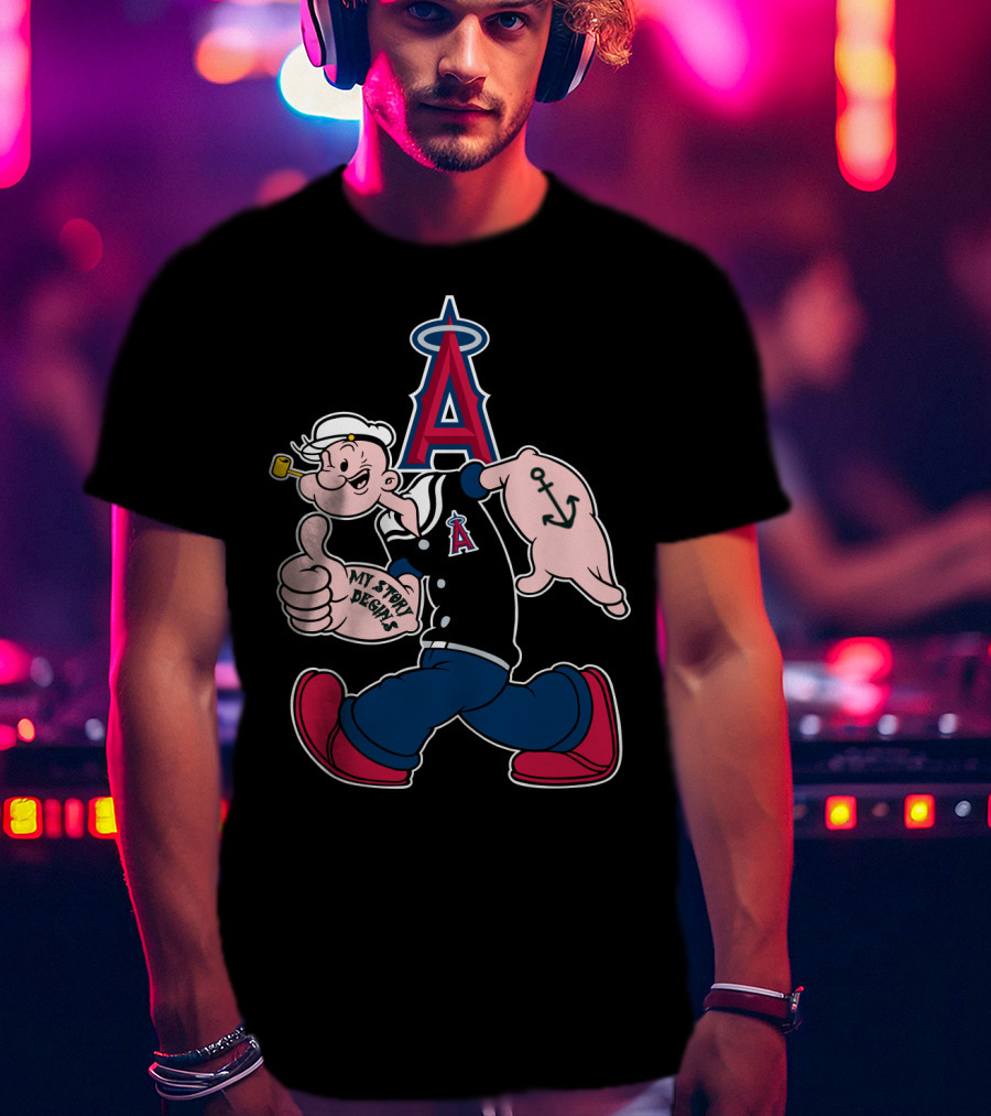 Popeye Los Angeles Angels Mlb Anchor My Story Begins T-Shirt