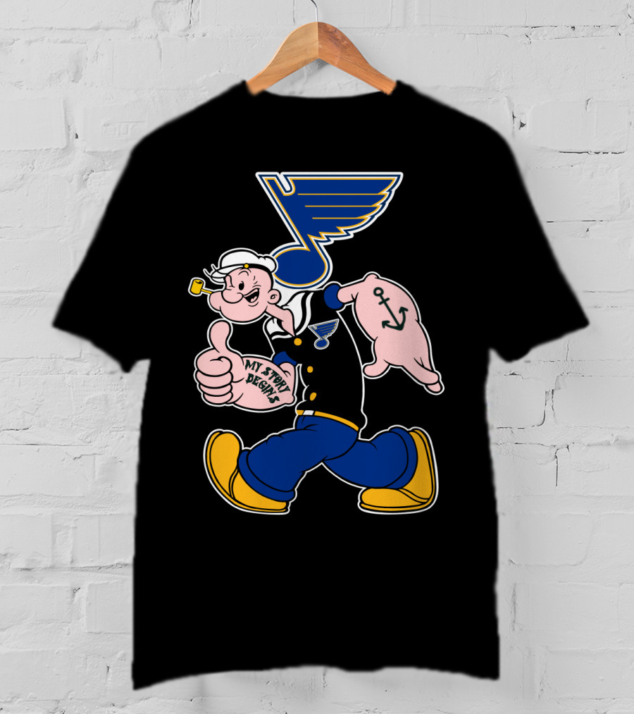 St Louis Blues Logo Popeye Cartoon Character '68 Style T-Shirt