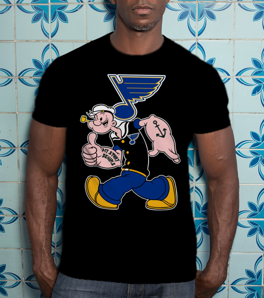 St Louis Blues Logo Popeye Cartoon Character '68 Style T-Shirt