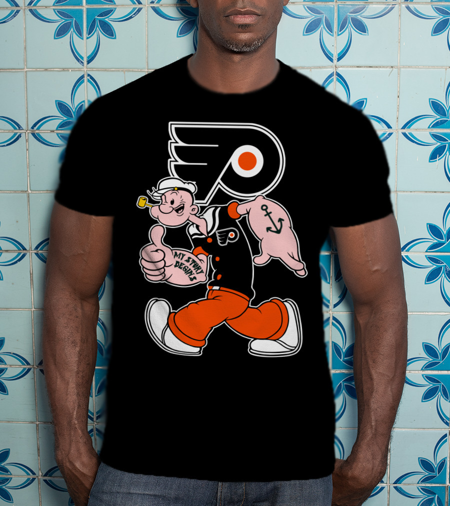 Popeye Thumbs Up 71 Philadelphia Flyers My Story Begins T-Shirt