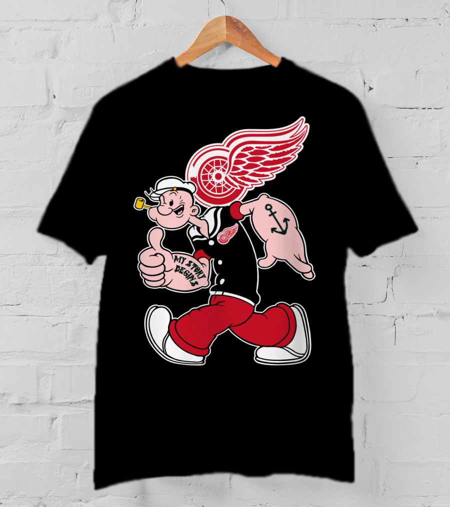 Popeye Detroit Red Wings My Story Begins Anchor 81 T-Shirt