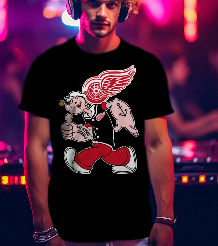 Popeye Detroit Red Wings My Story Begins Anchor 81 T-Shirt