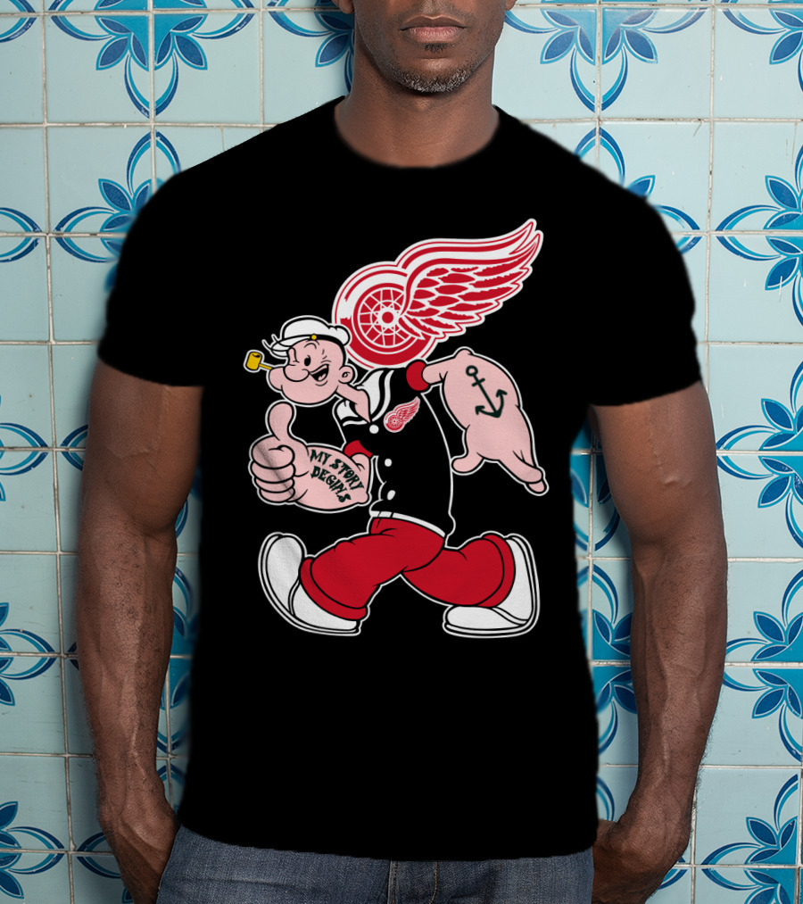 Popeye Detroit Red Wings My Story Begins Anchor 81 T-Shirt