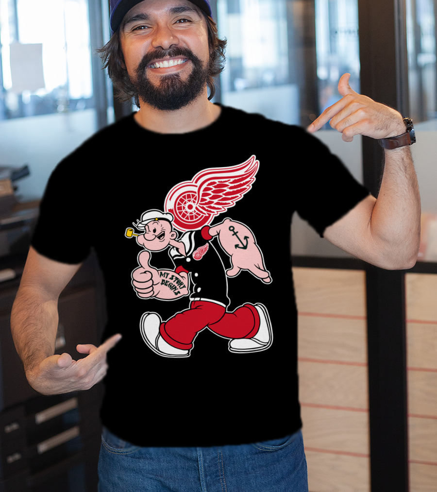 Popeye Detroit Red Wings My Story Begins Anchor 81 T-Shirt