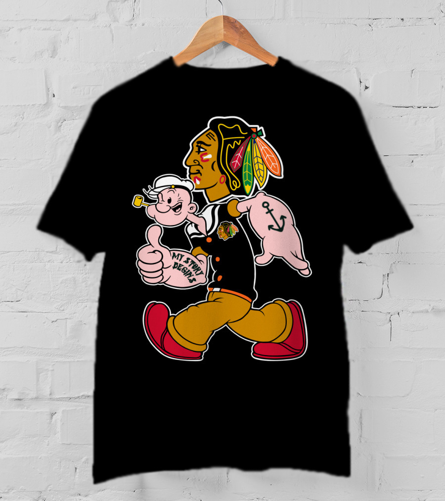 Chicago Blackhawks My Story Begins Popeye Crossover T-Shirt