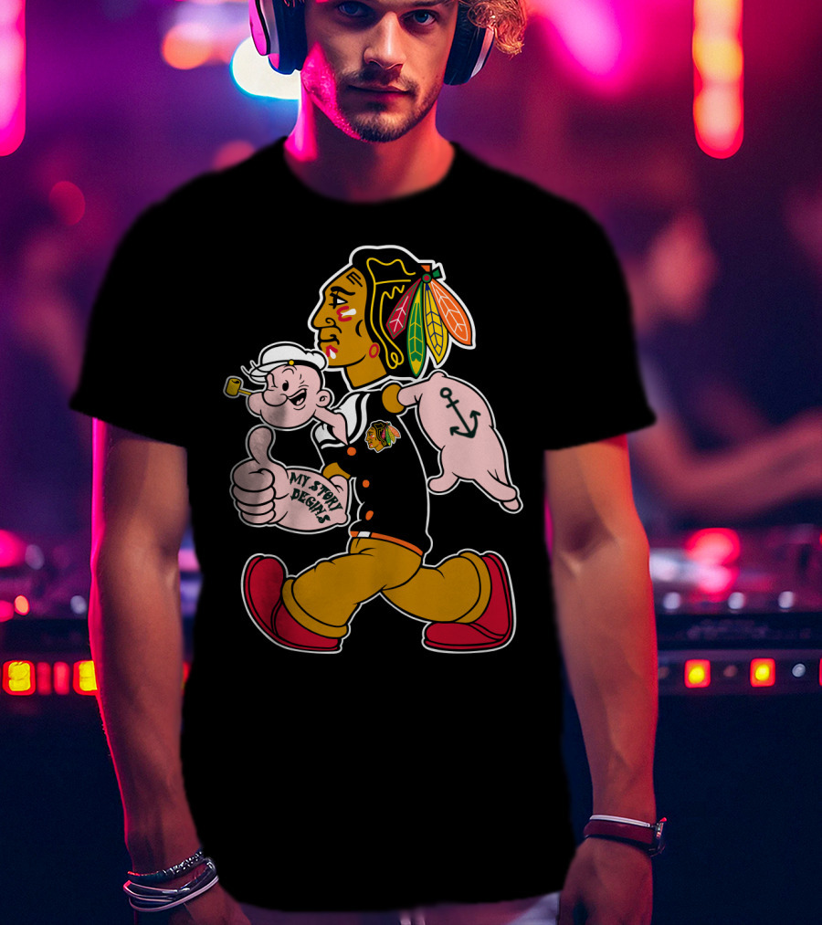 Chicago Blackhawks My Story Begins Popeye Crossover T-Shirt