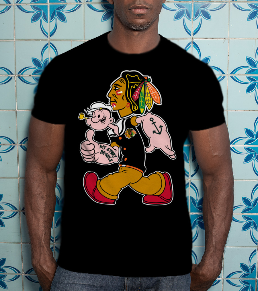 Chicago Blackhawks My Story Begins Popeye Crossover T-Shirt