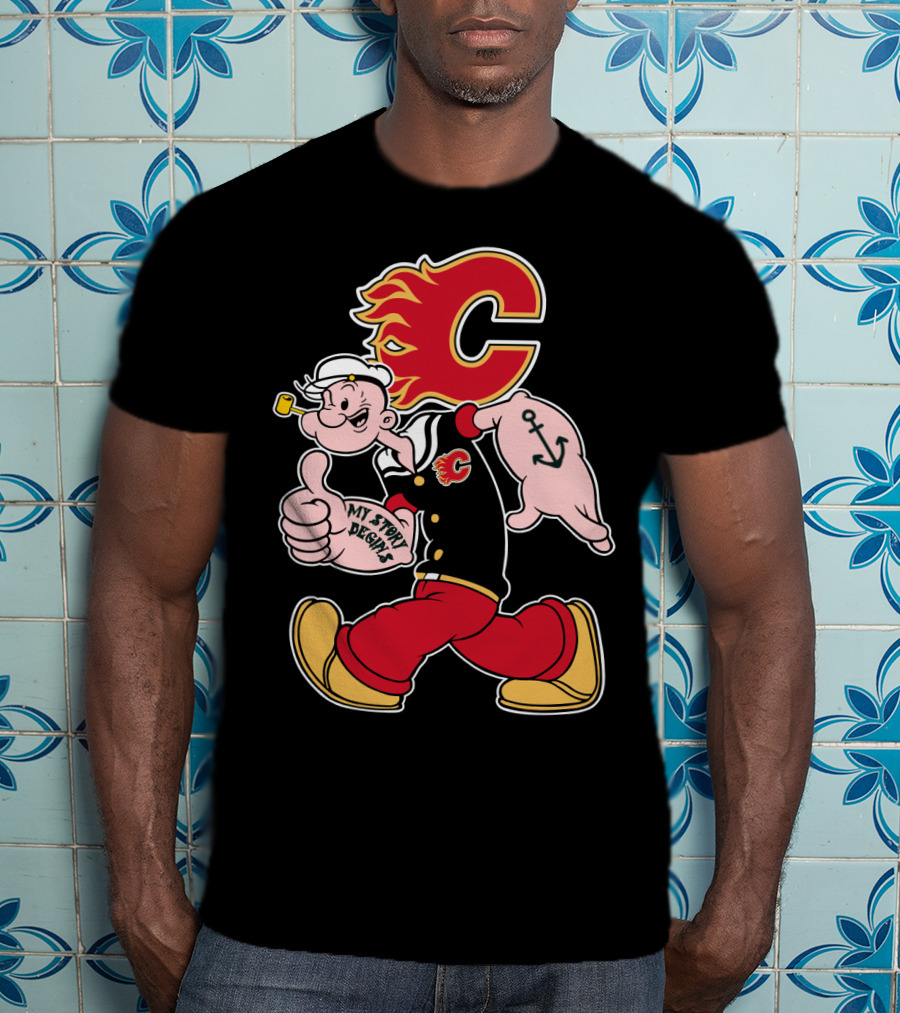 Calgary Flames Popeye My Story Begins Anchor 87 T-Shirt