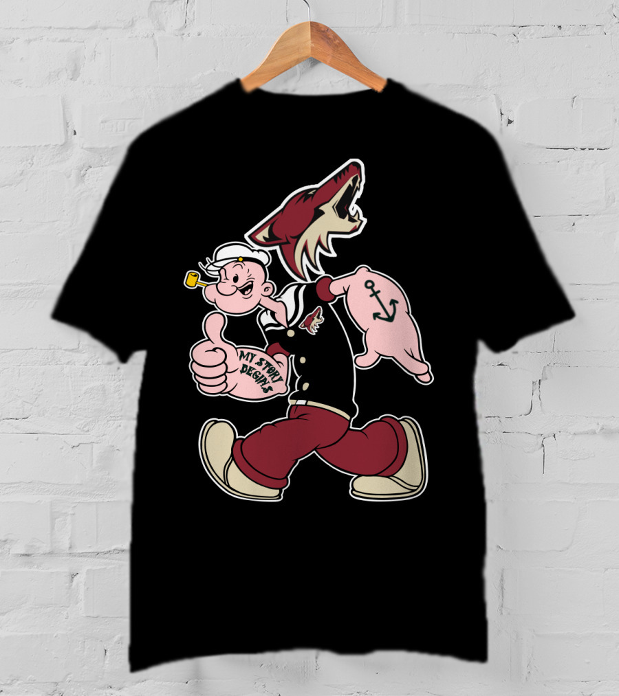 Popeye My Story Design Arizona Coyotes Logo 91 Anchor T-Shirt
