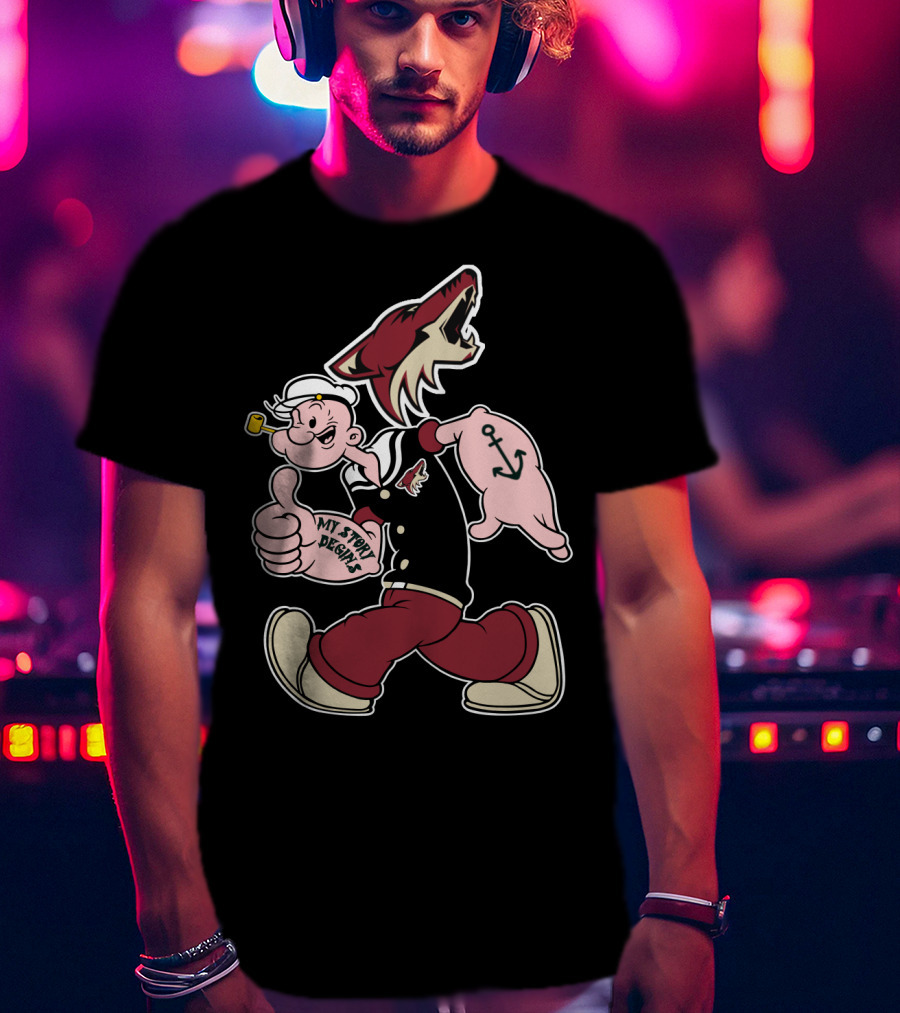 Popeye My Story Design Arizona Coyotes Logo 91 Anchor T-Shirt