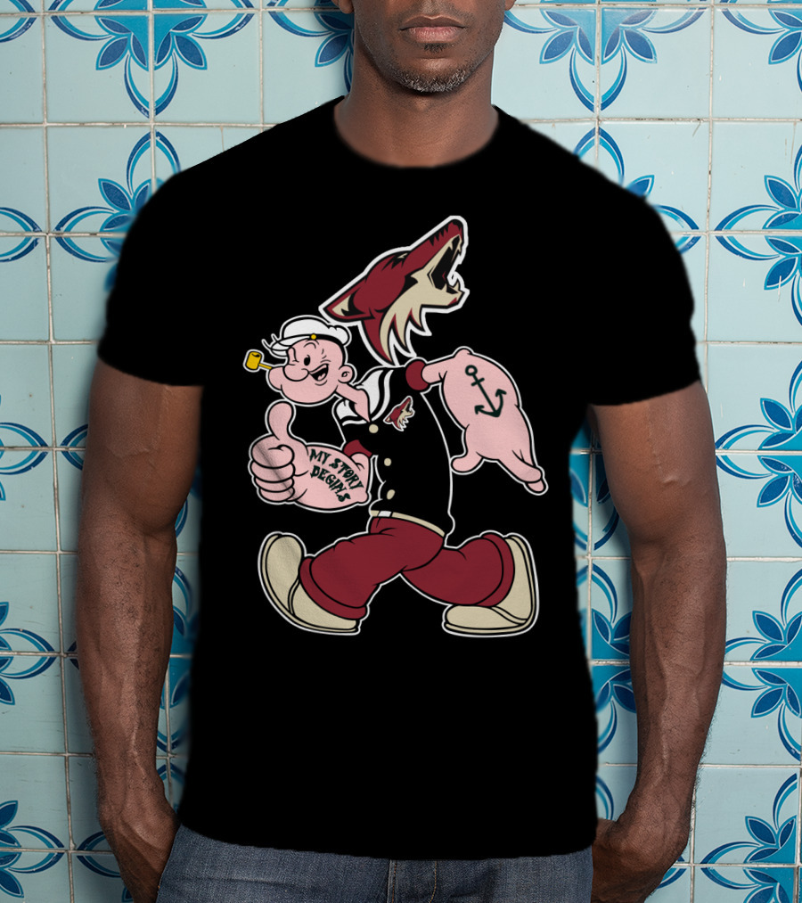 Popeye My Story Design Arizona Coyotes Logo 91 Anchor T-Shirt