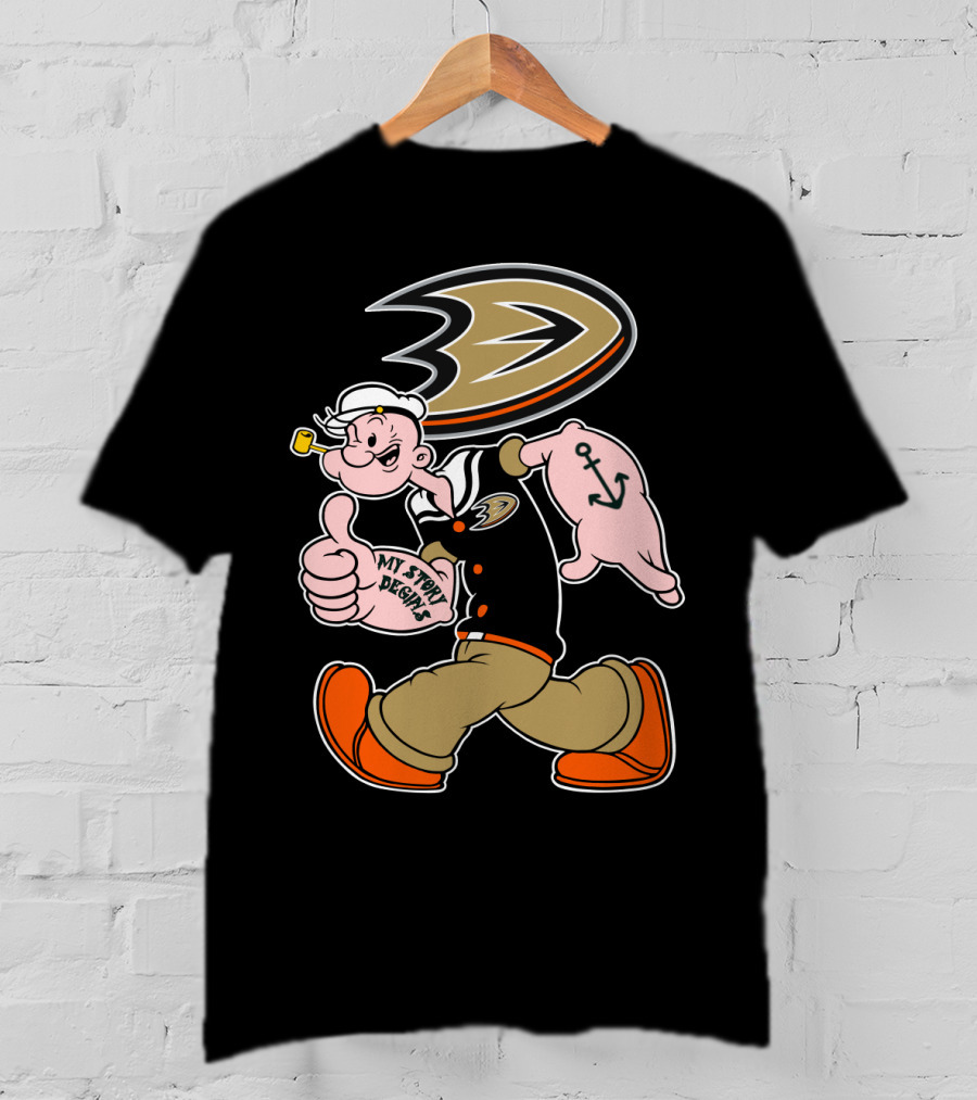 Anaheim Ducks '92 Popeye Crossover With My Story Designs T-Shirt