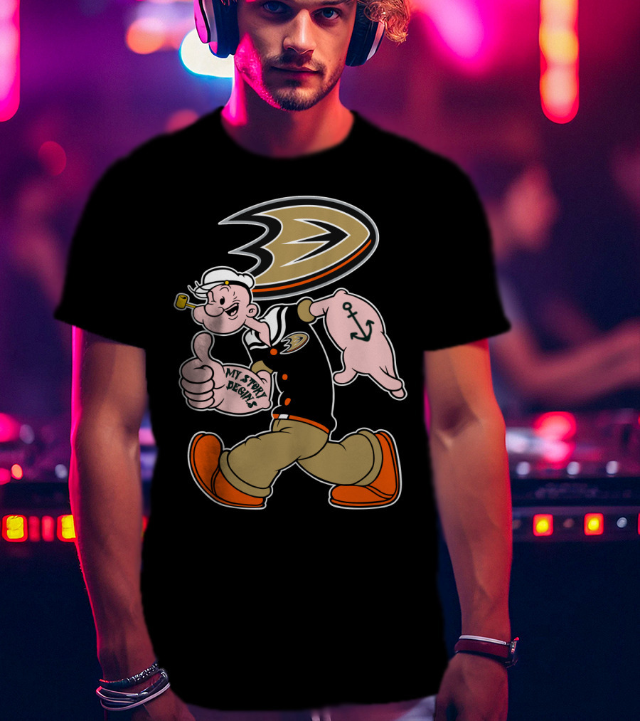 Anaheim Ducks '92 Popeye Crossover With My Story Designs T-Shirt