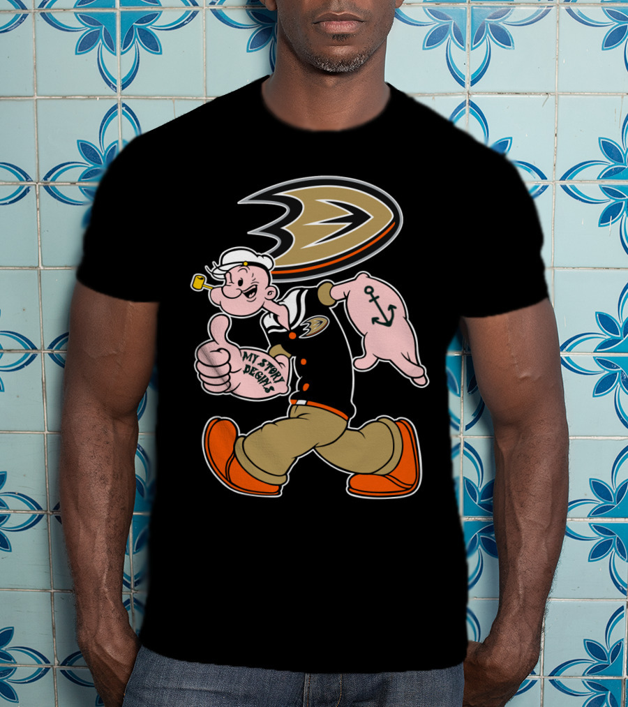 Anaheim Ducks '92 Popeye Crossover With My Story Designs T-Shirt