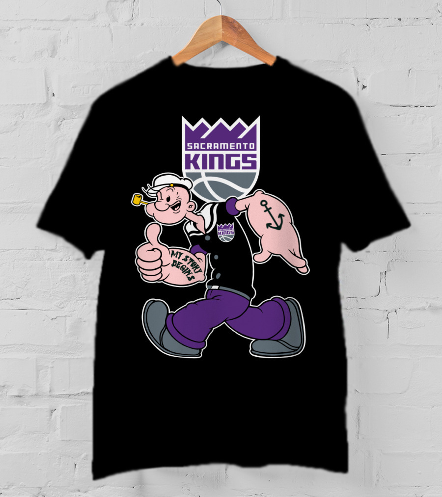 Sacramento Kings My Story Begins Popeye Anchor T-Shirt