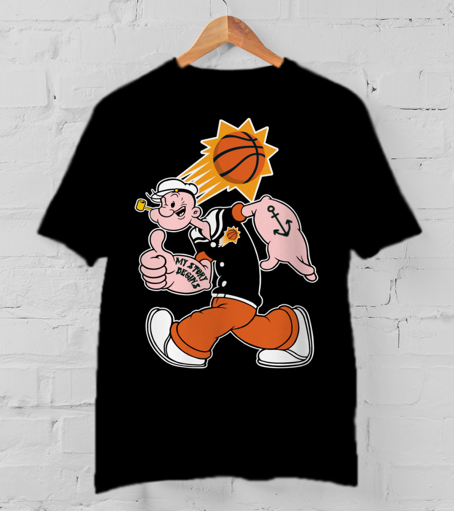 My Story Designs Phoenix Suns Popeye Basketball Anchor Thumbs Up T-Shirt
