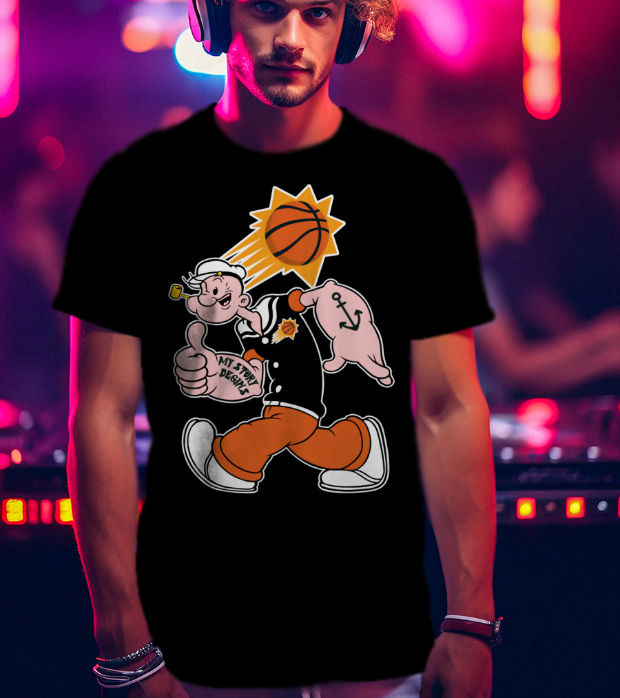 My Story Designs Phoenix Suns Popeye Basketball Anchor Thumbs Up T-Shirt