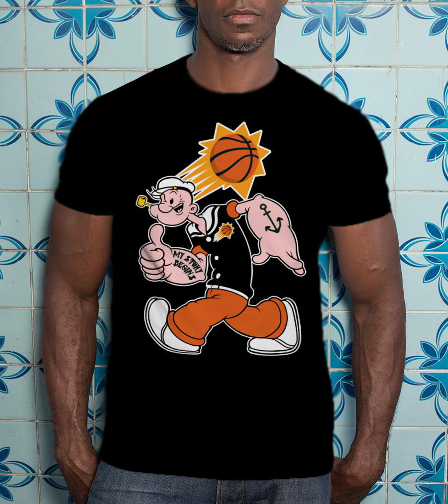 My Story Designs Phoenix Suns Popeye Basketball Anchor Thumbs Up T-Shirt