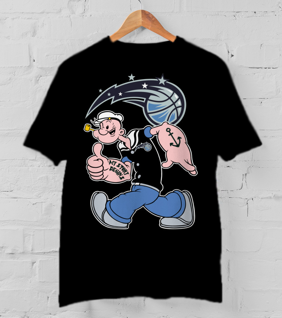 Orlando Magic Popeye My Story Begins Basketball Anchor T-Shirt
