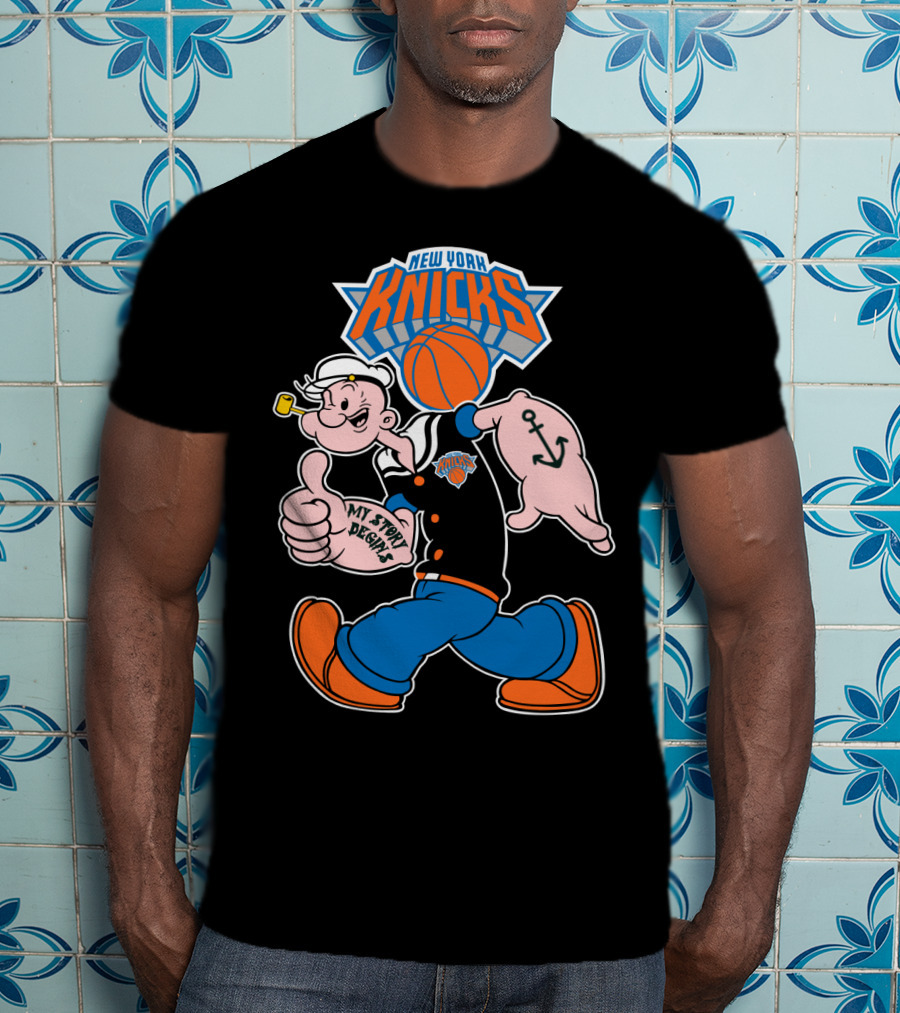New York Knicks Popeye Cartoon Basketball Collaboration 103 T-Shirt
