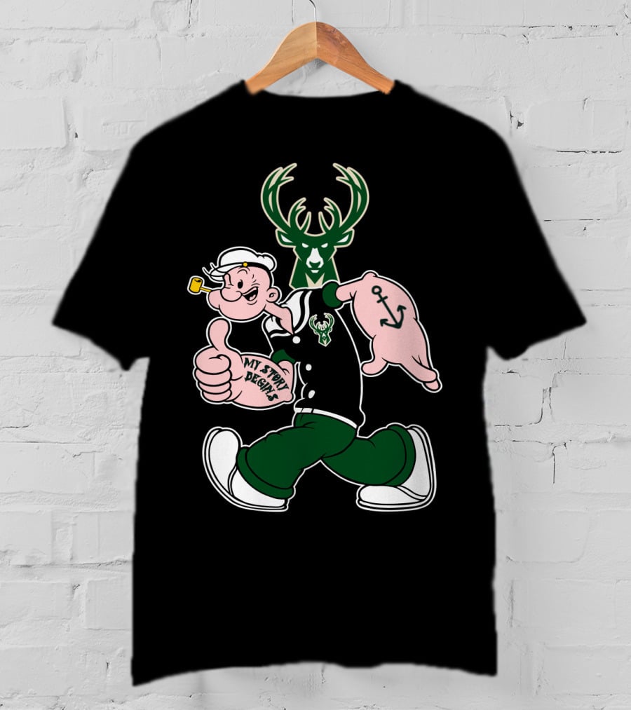 Milwaukee Bucks My Story Designs Popeye Bucks T-Shirt