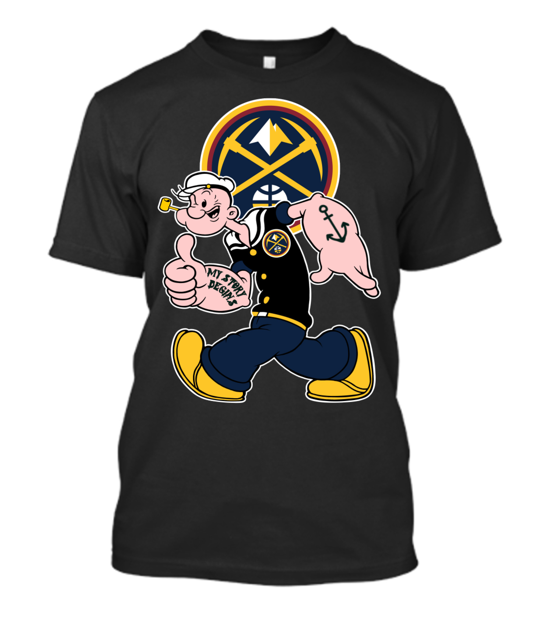 Denver Nuggets My Story Begins Popeye Basketball Vintage Style T-Shirt
