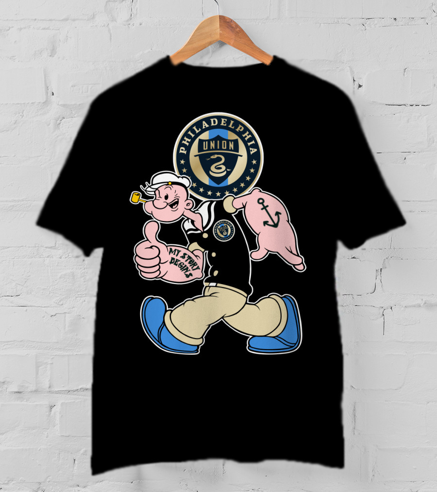 Philadelphia Union Popeye My Story Begins Soccer Badge T-Shirt