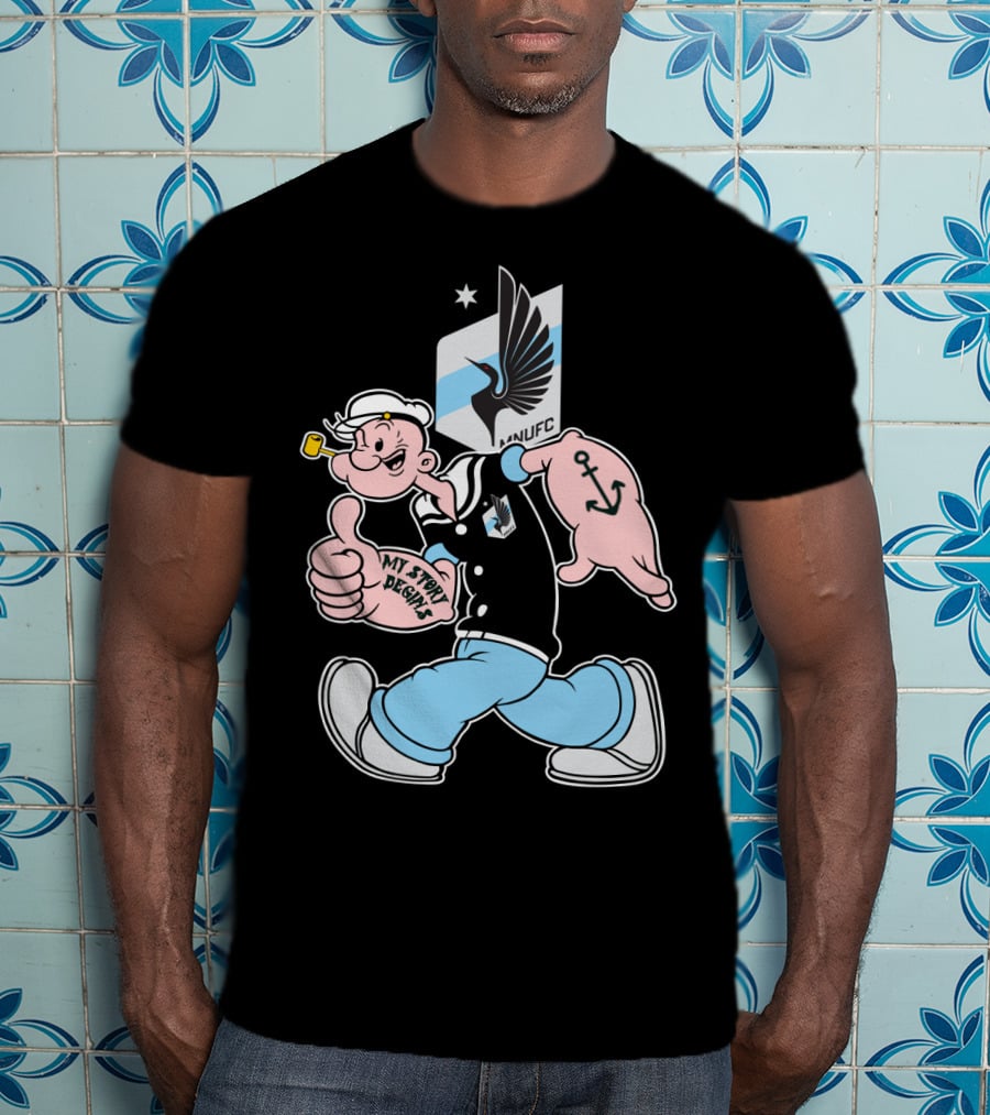 Minnesota United Fc Popeye My Story Designs Anchor T-Shirt