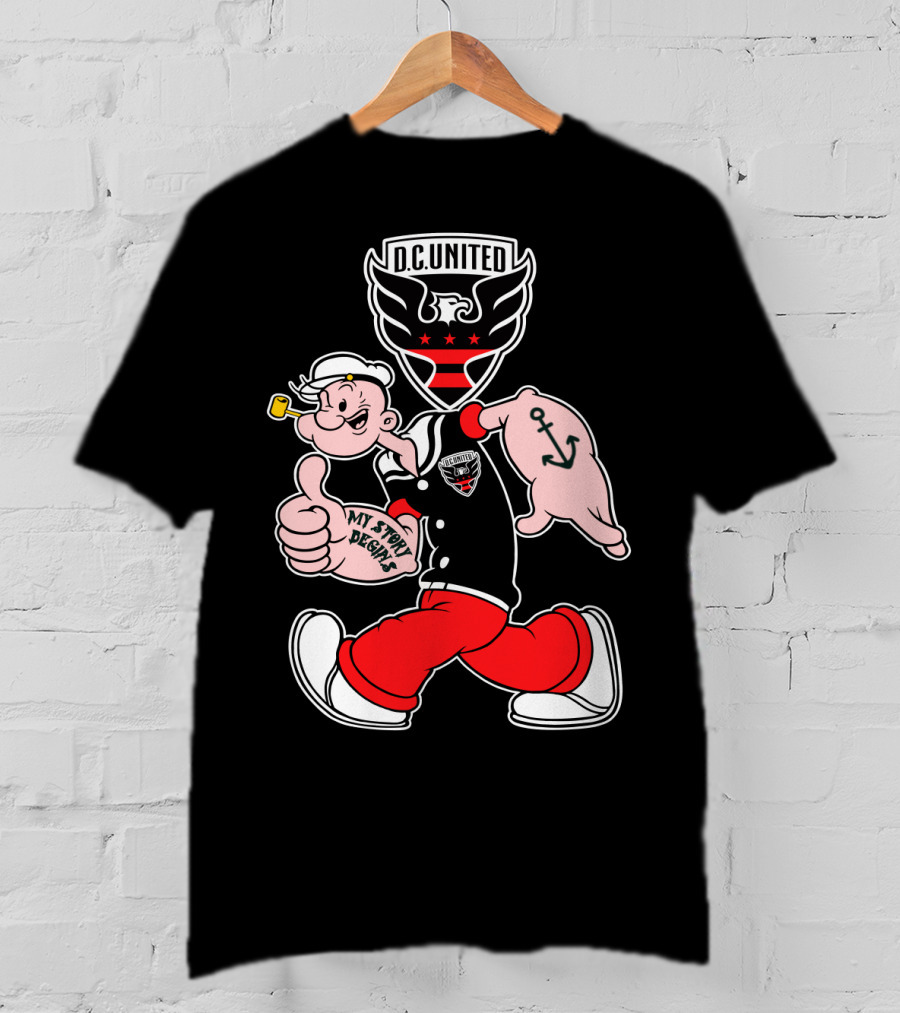 D.c. United My Story Begins Popeye Anchor Tattoo Sporty Style T-Shirt
