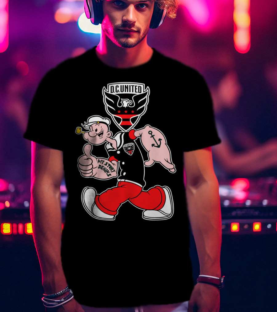 D.c. United My Story Begins Popeye Anchor Tattoo Sporty Style T-Shirt