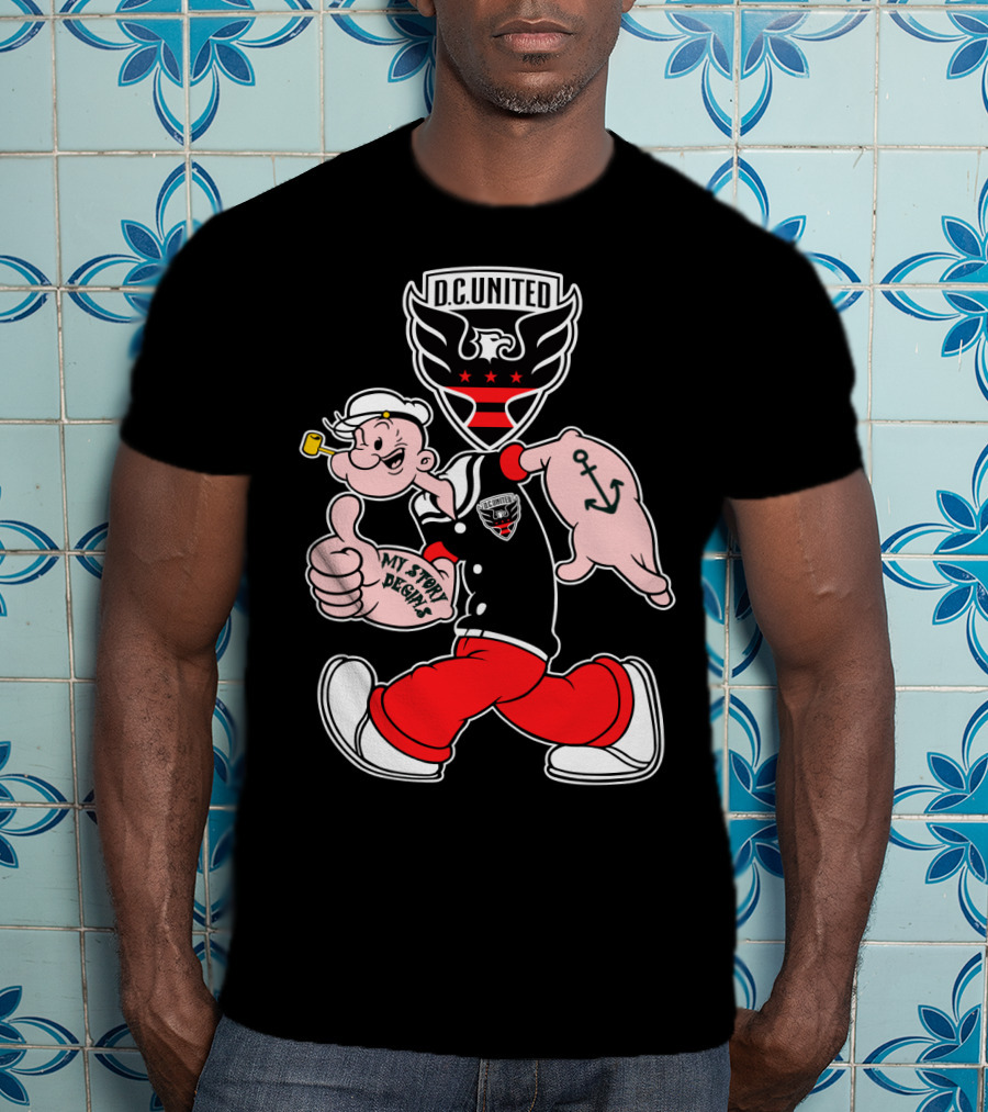 D.c. United My Story Begins Popeye Anchor Tattoo Sporty Style T-Shirt