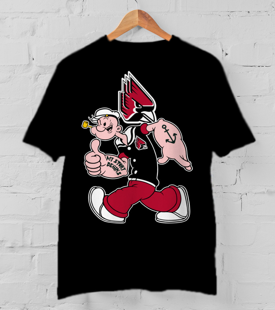 Ball State Cardinals Popeye Anchor Tattoo My Story Begins T-Shirt