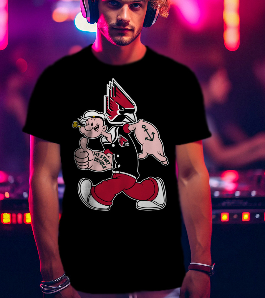 Ball State Cardinals Popeye Anchor Tattoo My Story Begins T-Shirt