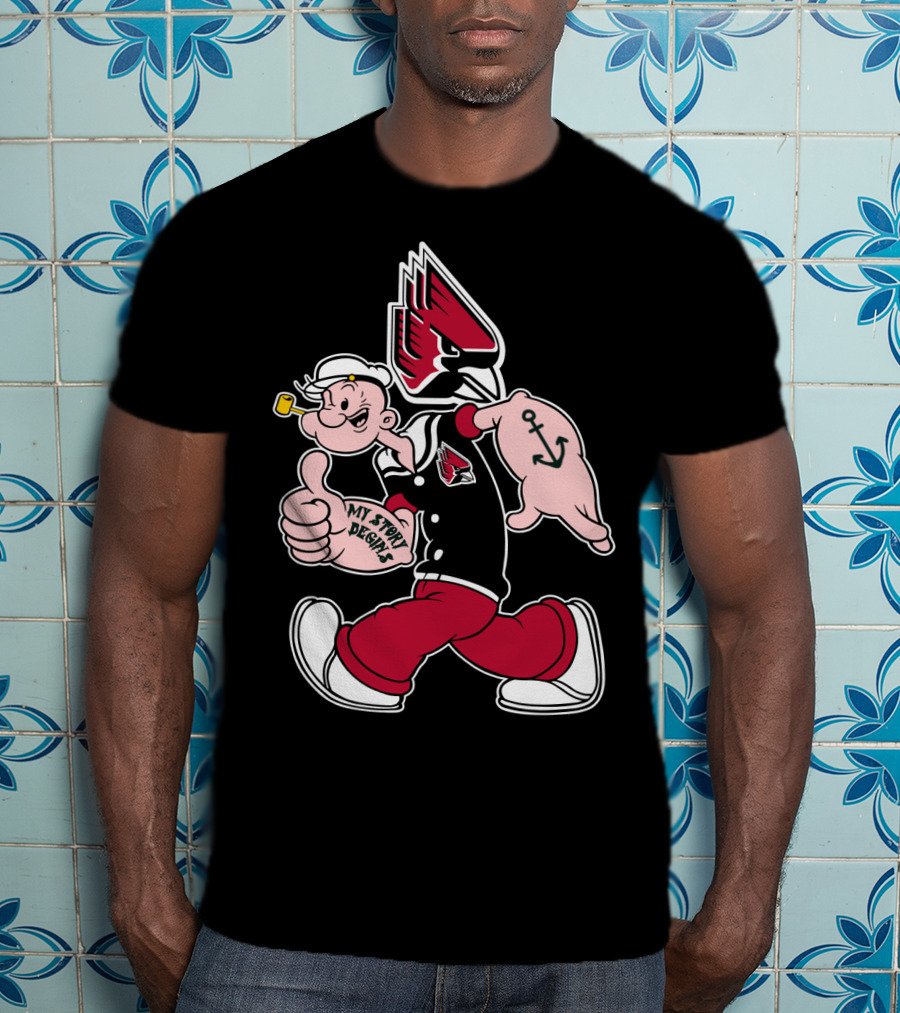 Ball State Cardinals Popeye Anchor Tattoo My Story Begins T-Shirt