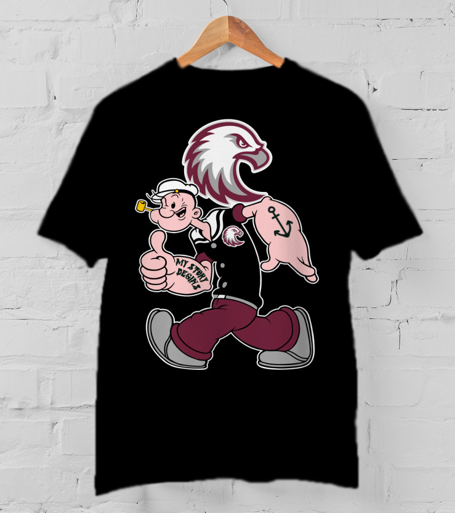 Augsburg Auggies My Story Designs Popeye Eagle Anchor T-Shirt