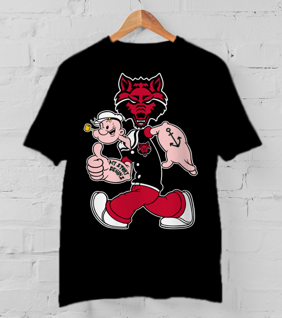 Arkansas State Red Wolves My Story Designs Popeye Anchor T-Shirt