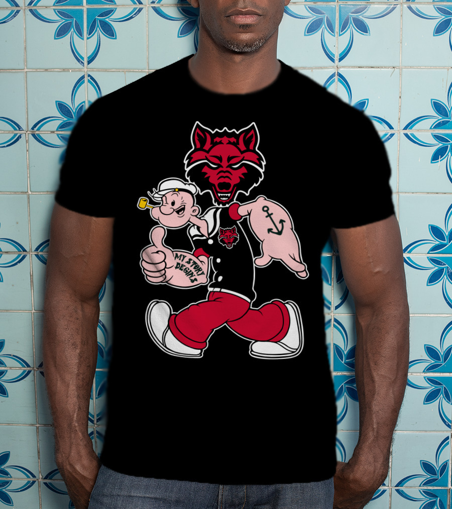 Arkansas State Red Wolves My Story Designs Popeye Anchor T-Shirt