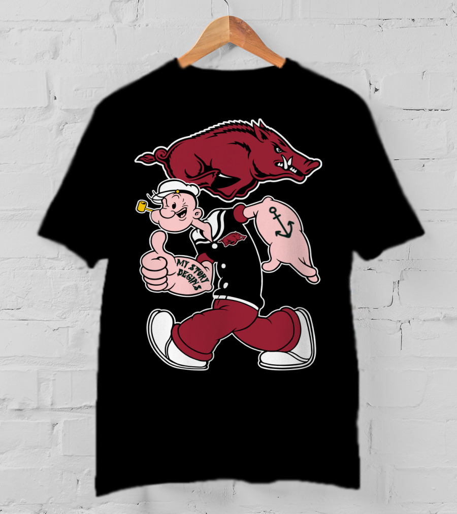 Popeye Arkansas Razorbacks My Story Begins T-Shirt