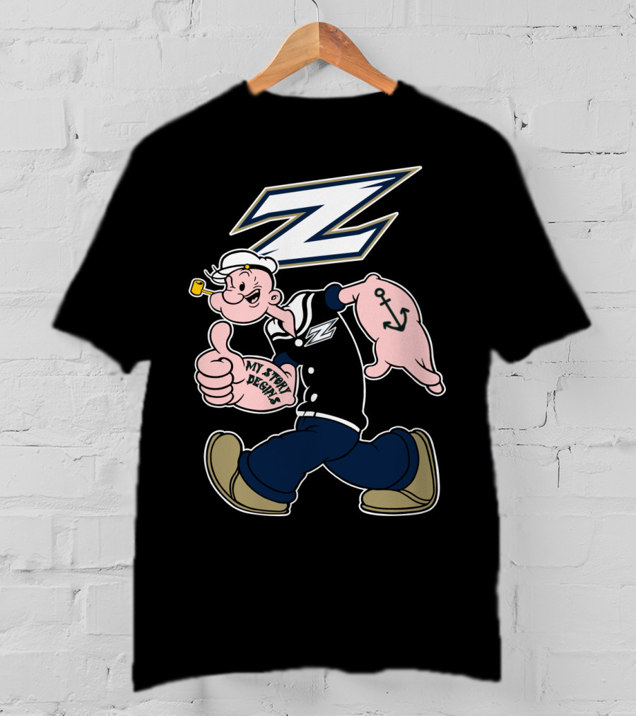 Akron Zips Navy Sailor Character 170 T-Shirt