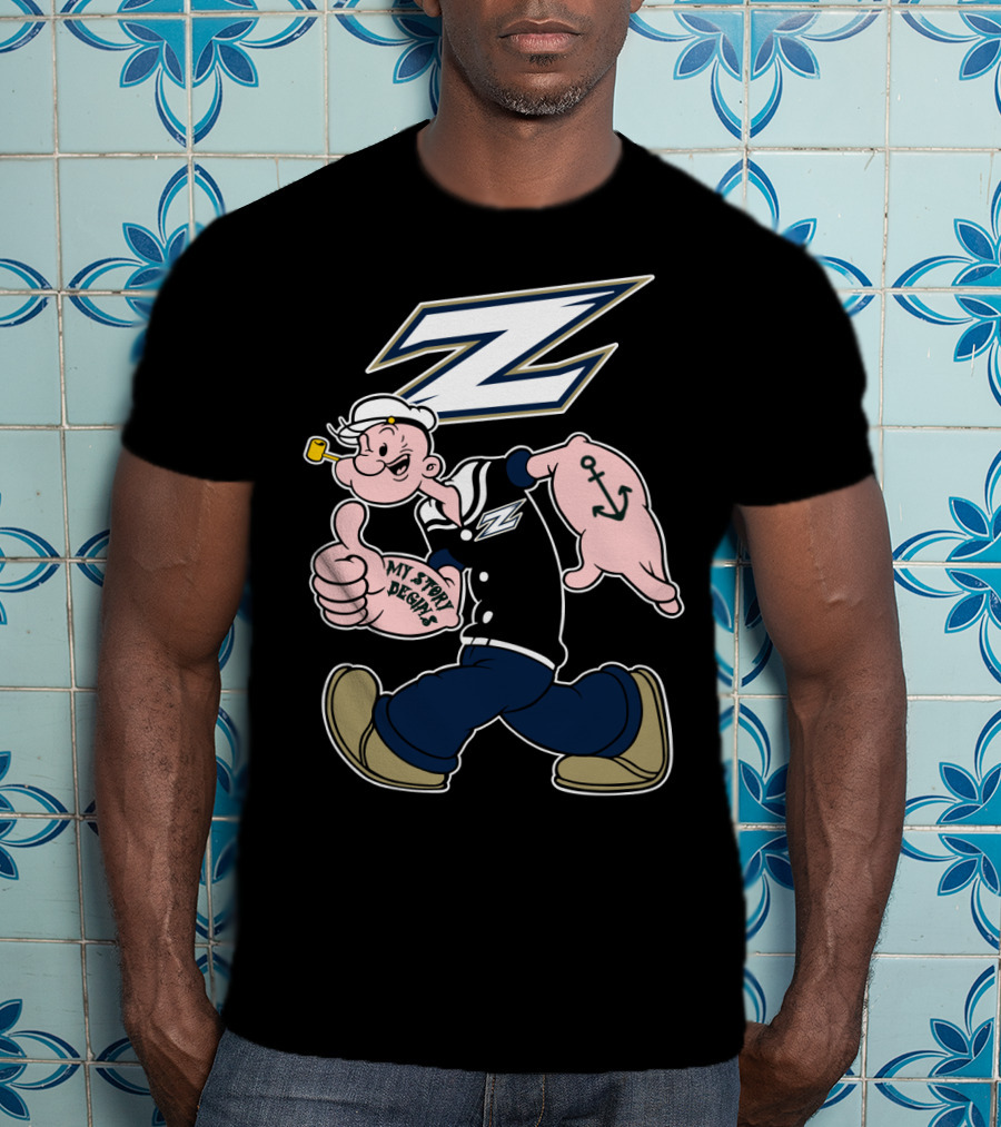 Akron Zips Navy Sailor Character 170 T-Shirt