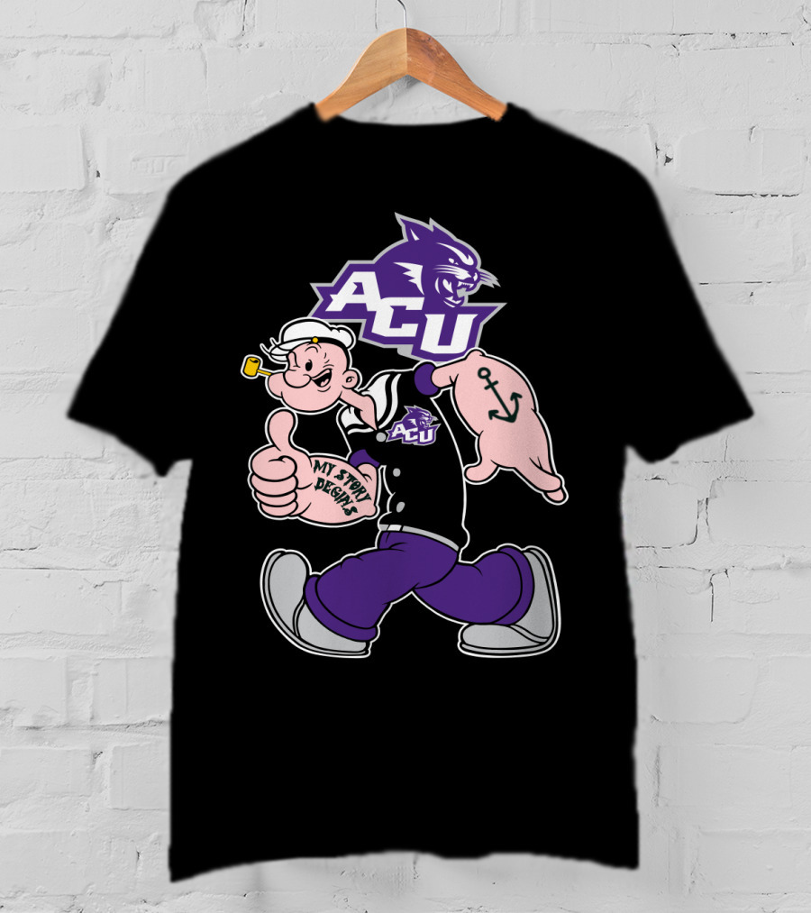 Acu Wildcats Popeye My Story Begins Anchor Tattoo T-Shirt