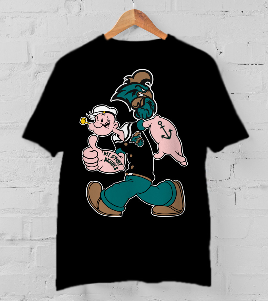 Coastal Carolina Chanticleers My Story Designs Anchor Logo Popeye Theme T-Shirt