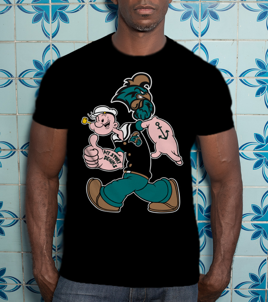 Coastal Carolina Chanticleers My Story Designs Anchor Logo Popeye Theme T-Shirt
