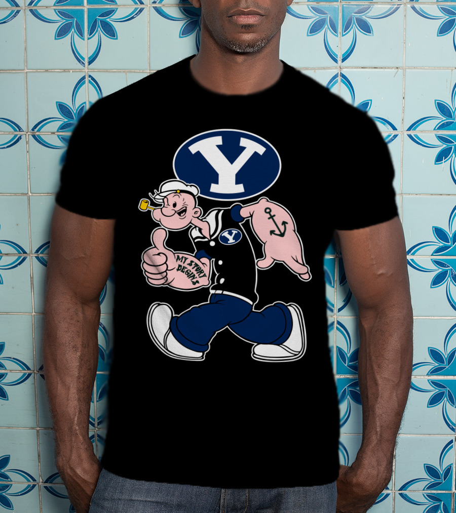 Byu Cougars Y Logo My Story Begins Popeye Sailor Anchor T-Shirt