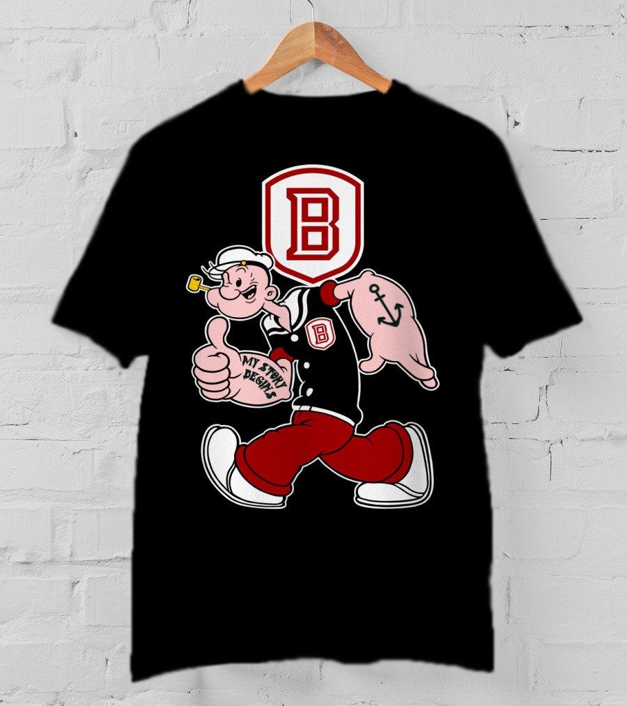 Popeye Thumbs Up Bradley Braves My Story Designs Anchor Tattoo T-Shirt