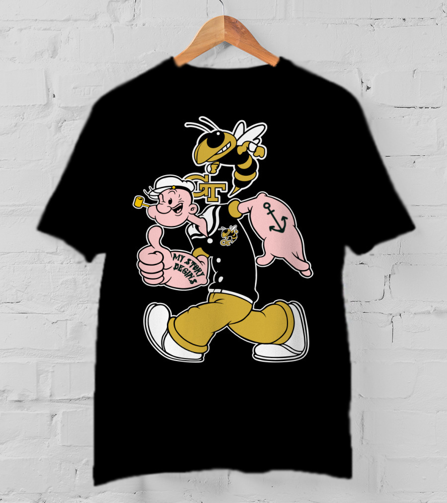Georgia Tech Yellow Jackets Buzz And Sailor Character T-Shirt