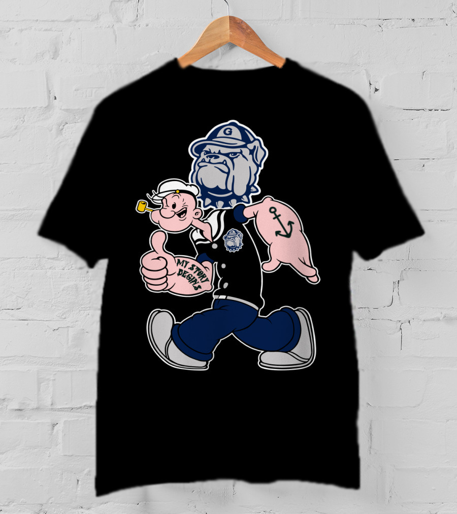 Popeye Georgetown Hoyas My Story Begins Anchor Bulldog Vintage 203 T-Shirt